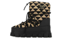 PRADA Warm Short Snow Boots Women's Black Beige