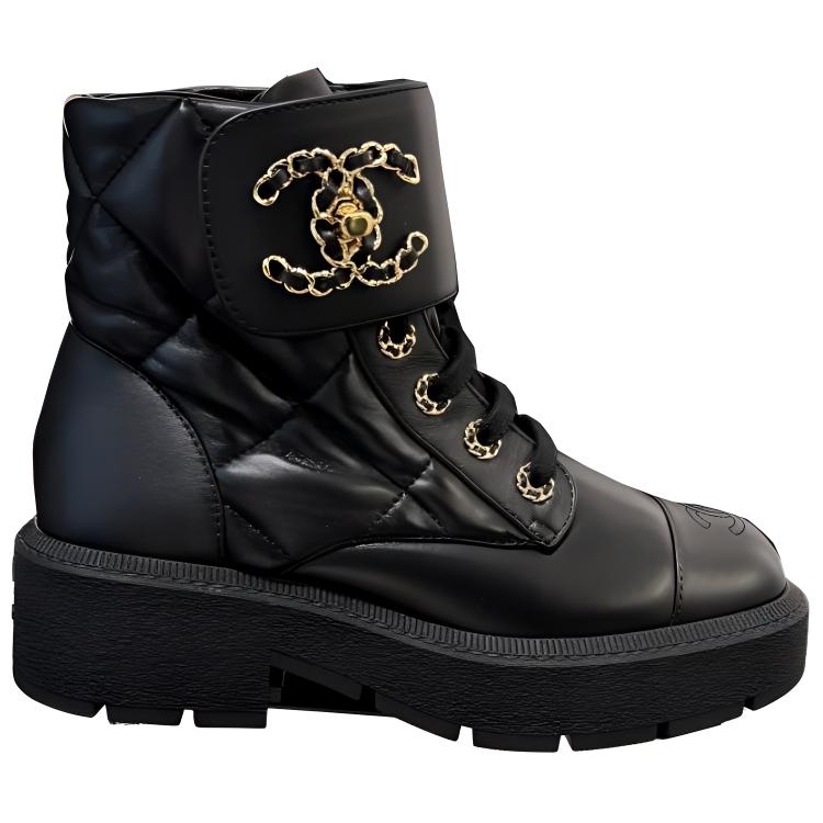 CHANEL Ankle Boots Women's Black