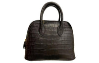 HERMES Bolide Crocodile Leather Bowling Bag Handbag Mini Women's Black