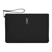 SAINT LAURENT Quilting Calfskin Document Bag Clutch Regular Women's Black