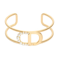 DIOR Metal Resin Bead Bangles Women's Gold