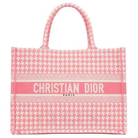 DIOR Embroidery Tote Bag Shopping Bag Handbag Medium Size Women's Pink Peony