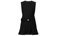 LOUIS VUITTON Wool-Silk Button Tab Pleat Dress