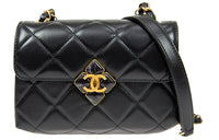 CHANEL Lambskin Shoulder Bag Crossbody Bag Mini Women's Black
