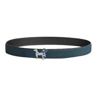 HERMES Calfskin Leather Belts Men's Black/Prussian Blue Width 3.2cm