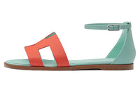 HERMES Santorini Strap Sandals Women's Green Pink