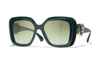 CHANEL Acetate Square Sunglasses Unisex Green
