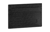 LOUIS VUITTON Taïga Leather Card Clip Card Holder Small Size Men's Black