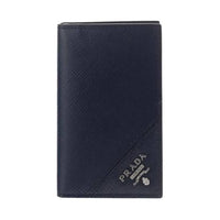 PRADA Leather Card Holder Men's Blue