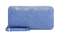 LOUIS VUITTON Zippy Monogram Empreinte Leather Wallet Unisex Blue
