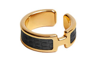 HERMES Lizard Skin Gold-Plated Metal Clip-On Earrings Women's Black