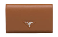 PRADA Leather Wallet Large Size Women's Brown