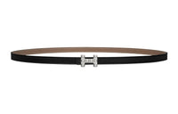 HERMES Medor Silver Buckle Epsom Calfskin Double-Sided Leather Belt Women's Black/Elephant Gray Width: 1.3cm