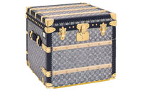 LOUIS VUITTON Canvas Cow Leather Patchwork Storage Box Hard Case Unisex Gray/Navy