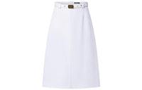 LOUIS VUITTON Signature Buckle Wool Twill Skirt