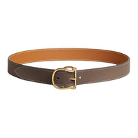 HERMES Brand Logo Gold Plated Leather Belts Unisex Brown Width 3.2cm