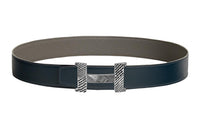 HERMES Constance Leather Belts Men Marine Blue/Tin Gray