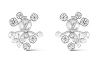 LOUIS VUITTON Metal Faux Crystal Earrings Women's Silver