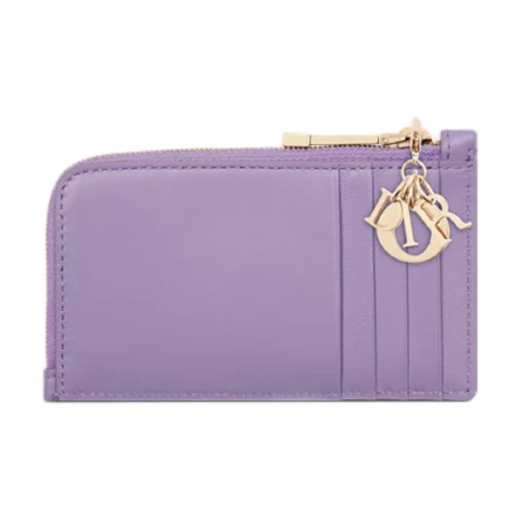 DIOR Lambskin Card Holder Women's Light Purple