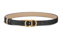 DIOR Letter Emblem Smooth Buckle Leather Belts Women's Black Width: 2cm