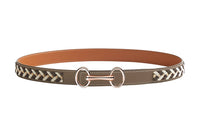 HERMES Leather Belts Women's Gray/Brown