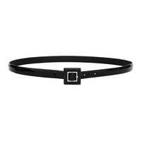 SAINT LAURENT Calfskin Leather Belts Unisex Black 1.5CM