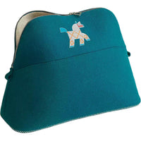 HERMES Bolide Wool Blended With Polyester Storage Bag Unisex Turquoise