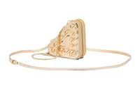 PRADA Leather One Shoulder Crossbody Clutches Mini Women's Gold