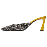 SAINT LAURENT Closed Toe Slippers 7cm Women's Black Yellow