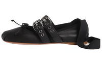 MIU MIU Buckled Leather Ballerina Shoes