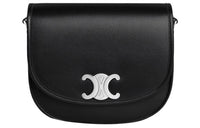 CELINE Triomphe Soft Natural Cow Leather Shoulder Bag, Crossbody Bag Medium Size Men's Black