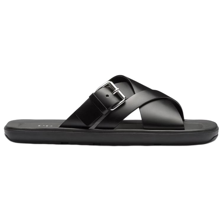 PRADA Brushed Double Crisscross Sandals