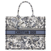 DIOR Cotton Tote Bag, Shopping Bag, Handbag Large Size Women's White & Denim Blue