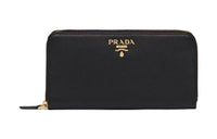 PRADA Leather Wallet Tubas Women's Black & Rose