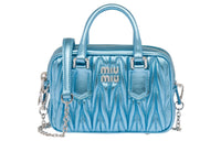 MIU MIU Matelassé Leather Controller Lambskin Shoulder Bag Crossbody Bag Mini Women's Blue