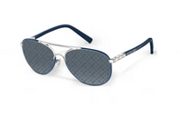 LOUIS VUITTON Acetate Metal Leather Aviator Sunglasses Unisex Blue