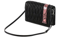 MIU MIU Leather With Python Skin Accents Shoulder Bag Crossbody Bag Women's Black