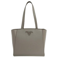 PRADA Genuine Leather Tote Bag Shopping Bag Shoulder Bags Women's Gray