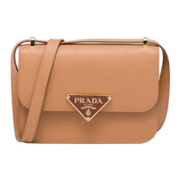 PRADA Calfskin Shoulder Bag Women's Natural