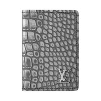 LOUIS VUITTON Crocodile Leather Wallet Men's Gray