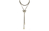 CHANEL Necklaces Women's Black/Gold