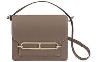 HERMES Roulis Cow Leather One Shoulder Handbag Crossbody Bag Women's Elephant Gray