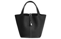 HERMES Picotin TC Leather Basket Bag Handbag Bucket Bag Women's 89 Noir Black