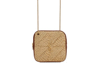 SAINT LAURENT Natural Woven Patchwork Leather Shoulder Bag Crossbody Bag Women's Natural Linen
