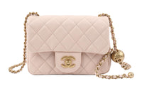 CHANEL 21B Fall Lambskin Chain Bag Shoulder Bag Crossbody Bag Mini Women's Light Beige