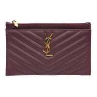 SAINT LAURENT Calfskin Clutch Women's Burgundy