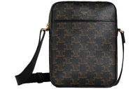 CELINE Cow Leather Messenger Bag Shoulder Bag Unisex Black