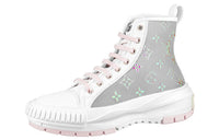 LOUIS VUITTON Squad Stylish Skateboarding Shoes Women's White Gray Pink