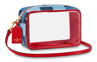 LOUIS VUITTON Beach Pouch Denim Monogram Check Blue/Red