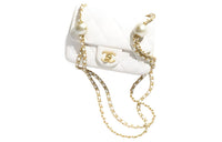 CHANEL Sheepskin Shoulder Bag Mini Women's White